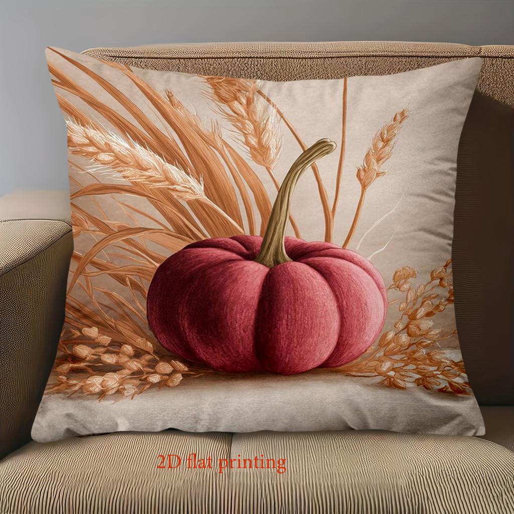 1 Pieces Autumn Pumpkin and Wheat Pattern Throw Pillow Polyester pillowcase, sofa decorative cushion cov Headboard Pillow