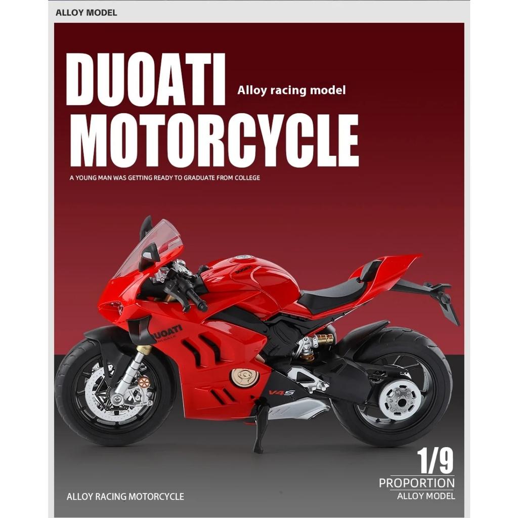 Модель мотоцикла DUCATI V4S в масштабе 1/9 из сплава со светом - Премиальная игрушечная машинка-реплика для детей, подарок для энтузиаста гонок