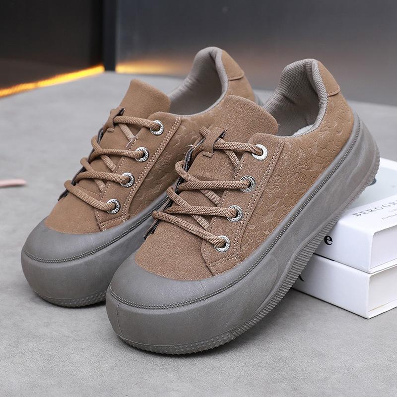 Повседневная обувь на платформе для женщин Легкие кроссовки из искусственной кожи Теннисные туфли на шнуровке Удобная обувь для ходьбы Женские нескользящие дышащие низкие туфли