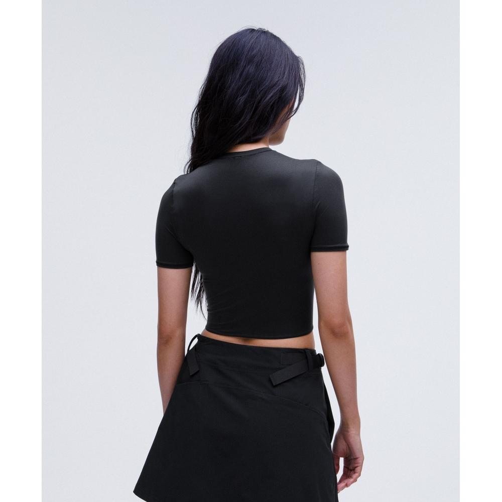 Lululemon WundermosT UlTra SofT Nulu Crewneck Cropped T shirT Black