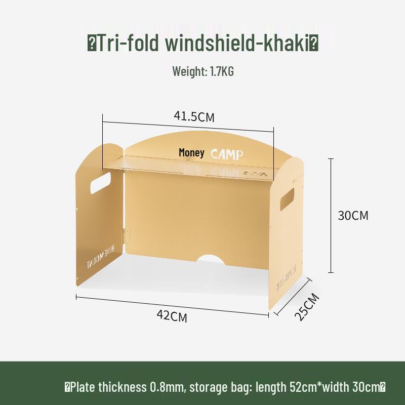 Портативная трехсекционная походная плита с ветрозащитой - Большой концентратор тепла