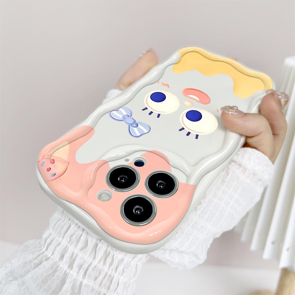 Мультяшный узор, кремовая текстура, мягкий силиконовый чехол с волнистыми краями, чехол для телефона IPhone Samsung Huawei Honor Xiaomi Redmi OPPO Realme Vivo Infinix