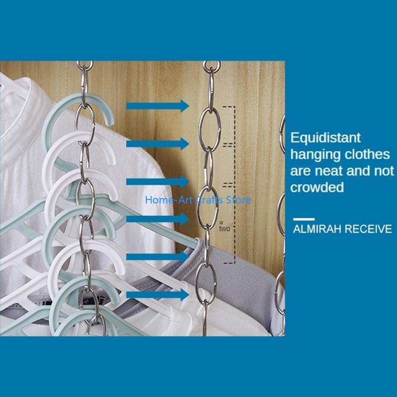 Y3NA Компактная цепь для вешалок Нержавеющая сталь Металлическая каскадная вешалка для шкафа Многопортовое кольцо с крючком для