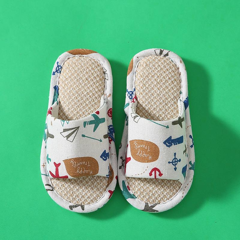 Kids' Soft, Non-Slip Indoor Slippers - Linen and Cotton for Spring & Summer