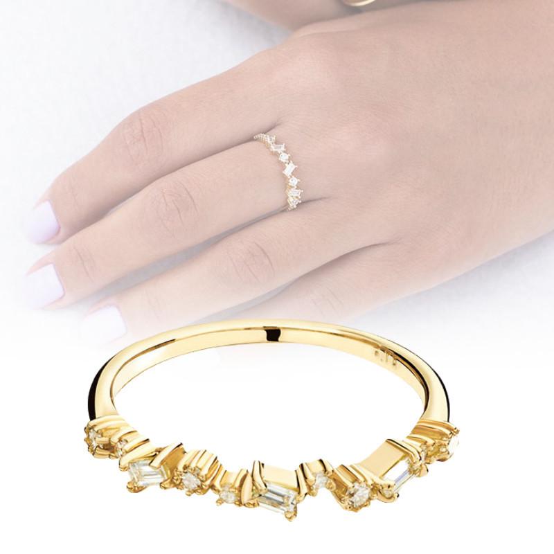 Элегантное геометрическое кольцо с цирконами, покрытое 18-каратным золотом, для женщин. Потрясающее обручальное украшение