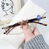 Anti Blue Light Frameless Reading Glasses for Men Women Diamond Cutting Anti Fatigue Hyperopia Presbyopia Glasses +1.0 To +4.0