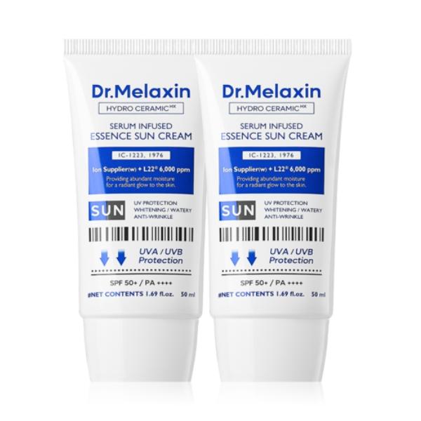 Dr.Melaxin Hydro Ceramic Moisture Essence Sun Cream Brightening Hydrating Sunscreen SPF50+ PA++++ 50ml 2ea