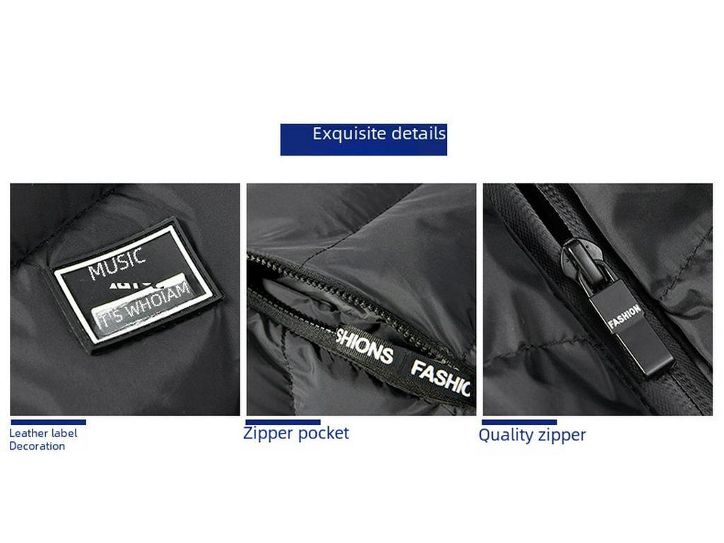 Men's Slim Fit Stand-Up Collar Thick Solid Color Down Cotton Jacket for Fall/Winter - Large Size Casual Vest