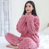 Women Solid Warm 2 Piece Sets Thicken Velvet Ribbed Fleece Set Pullover And Pants Women Casual Pajama Sets