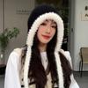 Hat Women's Winter Warm and Cold Hat Big Head Circumference Plush Ear Protection Hat Knitted Wool Hat Bag Hat