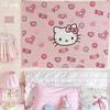 Очаровательный розовый гобелен с сердцем Hello Kitty, кавайная аниме-декорация для стены, гобелен с принтом сердца для девочек, супер милый декор