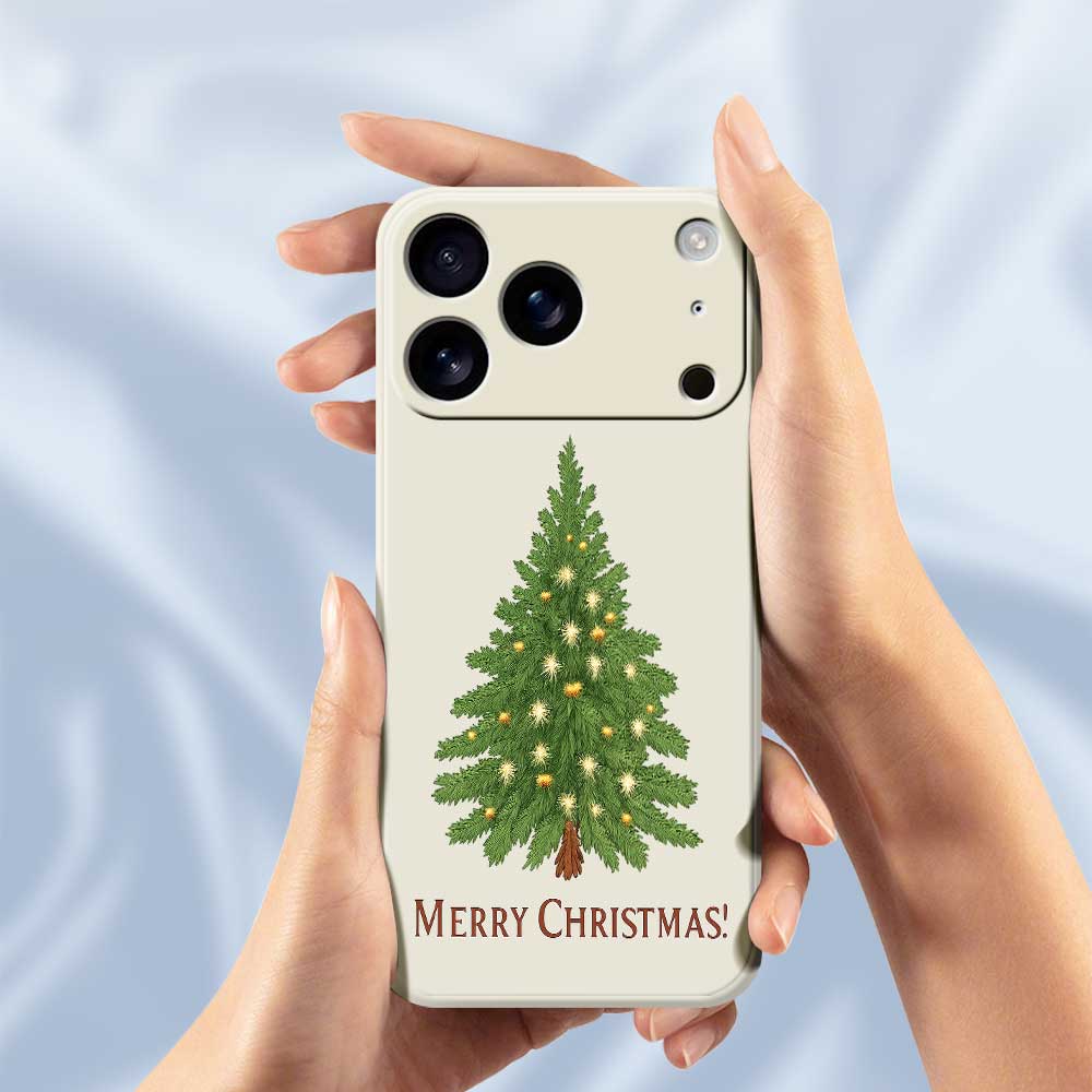 For iPhone 17 Pro Max Case Christmas Tree Pattern Printing Straight Edge TPU Phone Back Cover