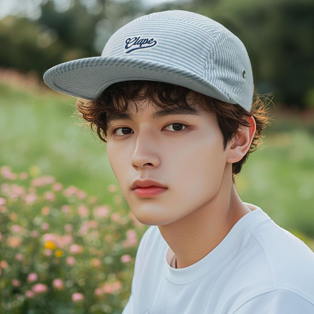 Clape Большой размер Полосатая Плоская Вышитая Регулируемая Кепка-джет для Защиты от Солнца Идеально подходит для Отдыха на Открытом Воздухе и Вождения Мужская 5-панельная Кепка, Легкая, Дышащая, Козырек,