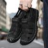 Fashion Men's Summer Thick Bottom Sandals 2025 New Casual Beach Sandals Men Shoes Leather Breathable Comfortable Soft Roman Men's Slippe