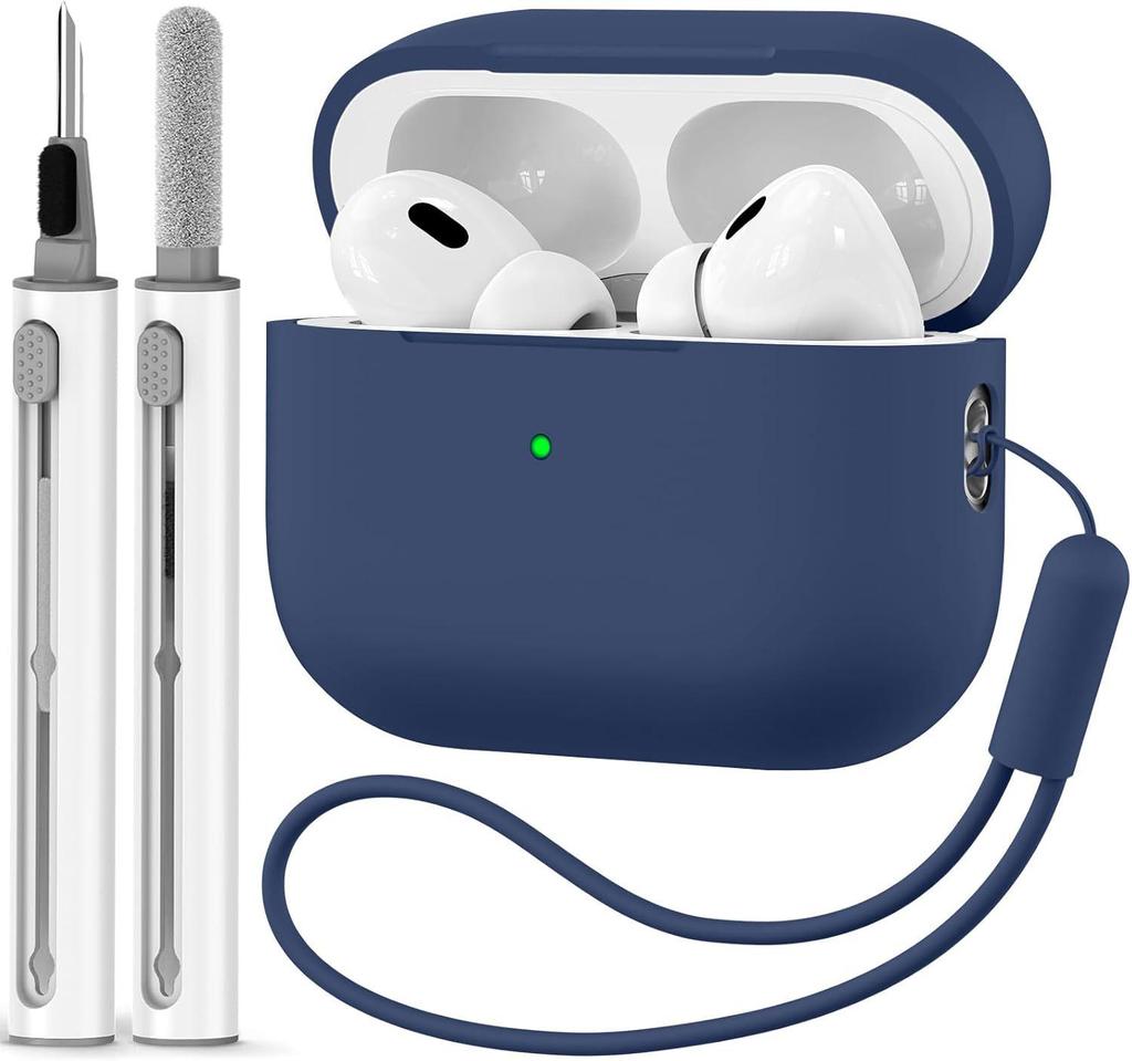 Силиконовый чехол для AirPods Pro 2 с чистящим карандашом и карабином