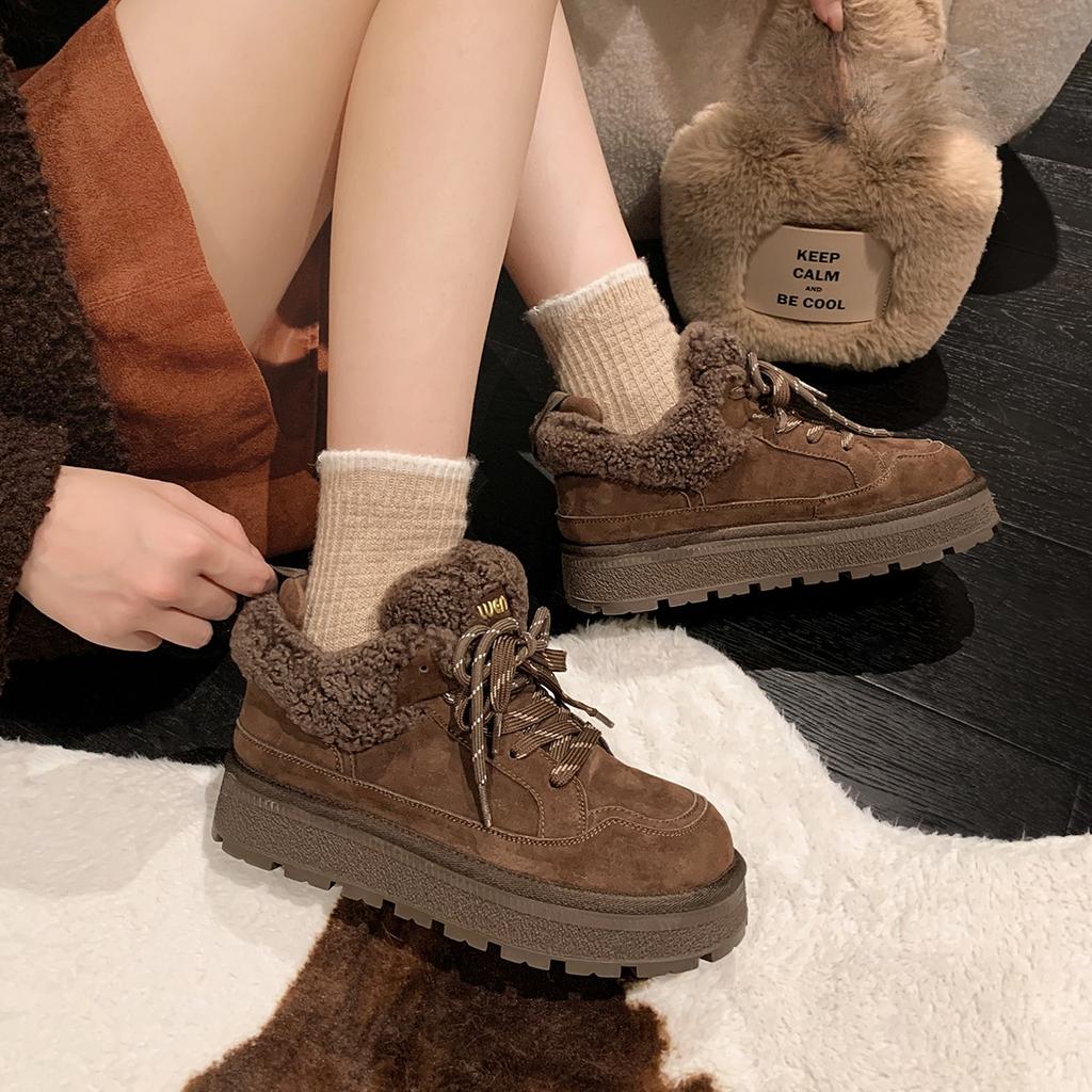 Меховые балетки женские зимние ботинки на платформе замшевые плюшевые хлопковые туфли женские зимние повседневные кроссовки 2025 года тренд теплые Zapatos Mujer