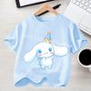 Летняя повседневная одежда 2026 Kawaii Подарок Милый Киннаморолл Девочка Футболка Хлопок Аниме Принт Футболка Детская с коротким рукавом Уличная одежда
