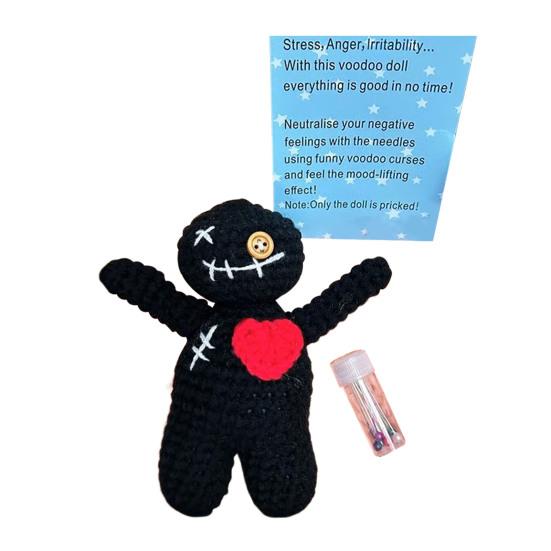 Funny Positive Voodoo Doll Inspirational Handmade Crochet Doll Gifts Emotional Support Stuffed Plush Doll with Card for Friend Coworker Sister