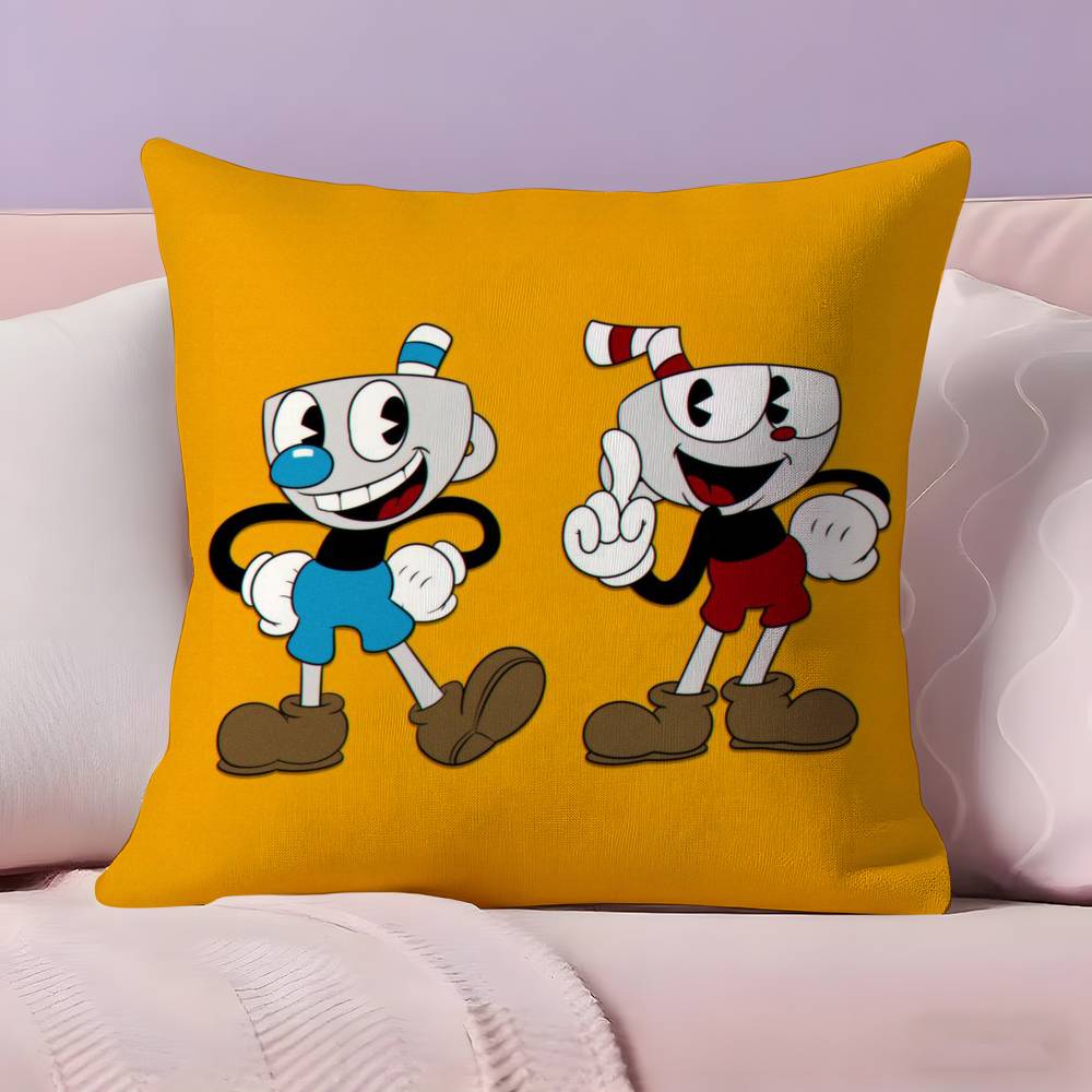 Классическая Милая Наволочка для Подушки C-Cuphead Ультра Мягкая Кожевенная Ткань Облачное Комфортное Ощущение и Скрытая Молния