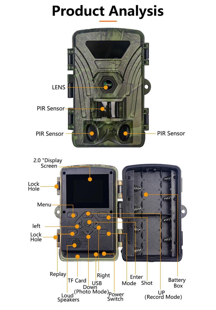 WiFi 8K HD Infrared Outdoor Hunting Camera with Screen