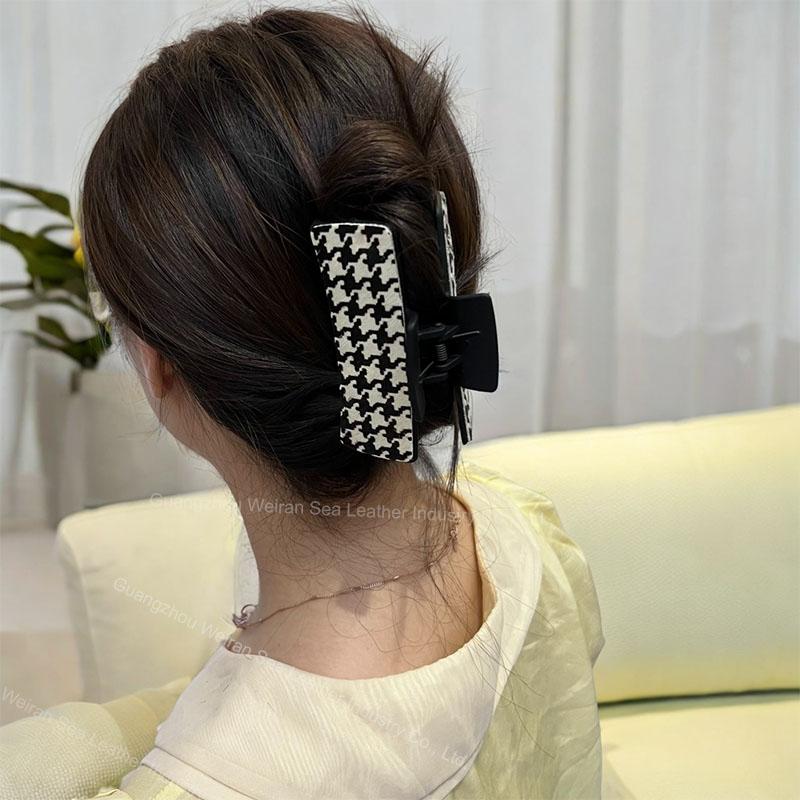 Horsehair Leather American Cow Boy Style Hair Claws Fashion Leopard Pattern Retro Rectangle Hair Clips