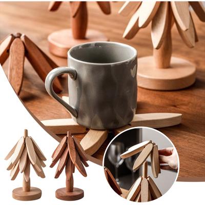 Набор подставок в форме дерева, деревянные подставки для горячих блюд Набор подставок в форме дерева для чайников, горячих кастрюль
