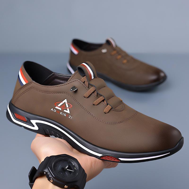 Men's Leather Shoes Spring and Summer Business Casual Leather Shoes Large Size Light Flat Bottom Work Leather Shoes Men