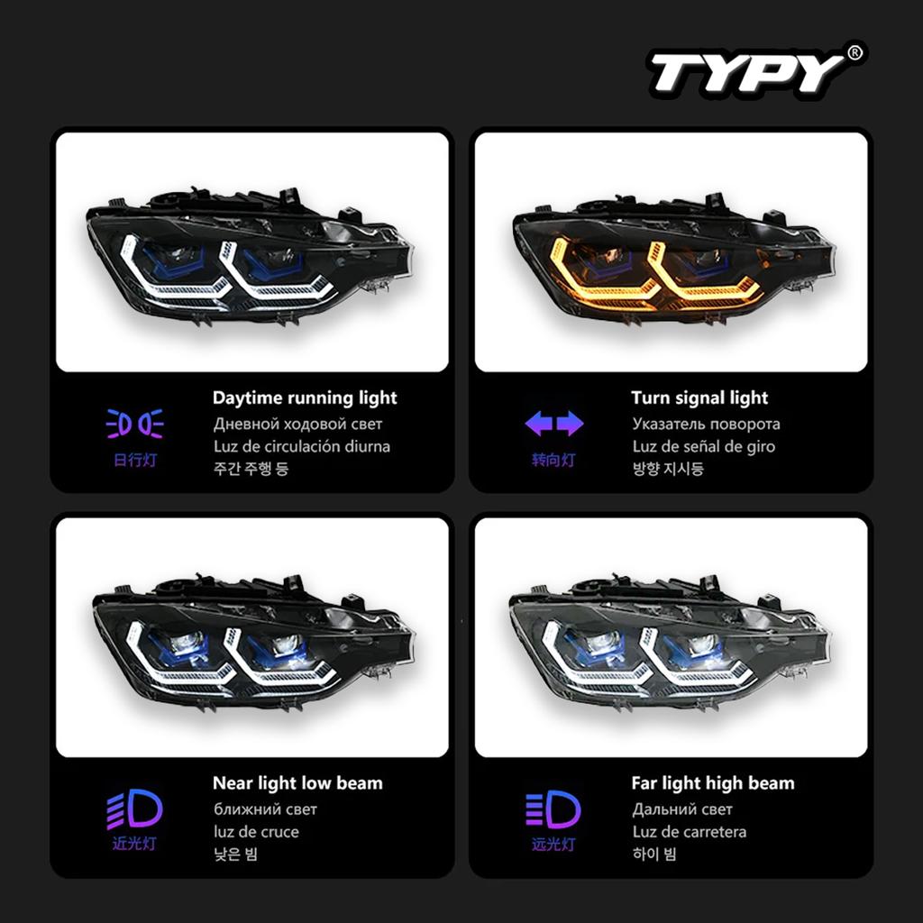 TYPY Автомобильные фары Светодиодная лампа Фара Световые блоки в сборе Для BMW F30 Фары F35 2012-2019 Автомобильные противотуманные фары Дневные ходовые огни Стоп-сигнал Поворотник