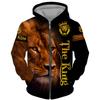Spring Autumn Men's Zipper Hoodie Sweatshirts 3D Animal Lion Beast Printing Hooded Pullover Fashion Jacket Casual Sportswear