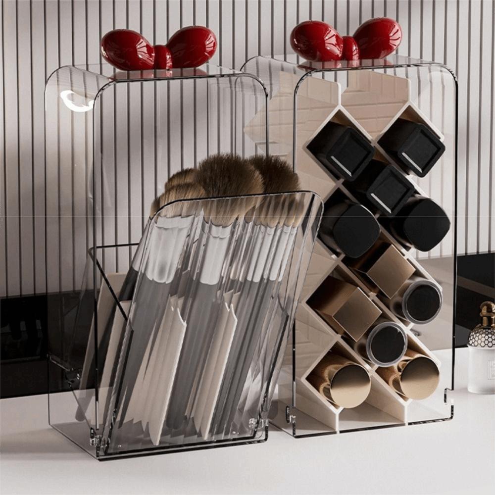 Clear Acrylic Cosmetic Tools Organizer Grid Lipsticks Storage Box Makeup Tools Organization