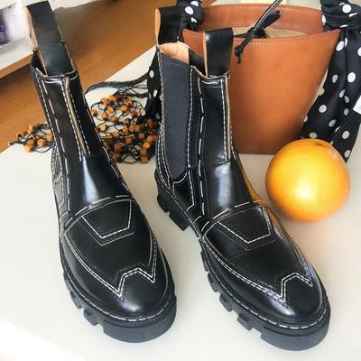 Pofulove/женские ботинки, массивная обувь на платформе, черные, розовые кожаные ботинки челси, ботильоны, модная женская обувь в стиле гот-панк