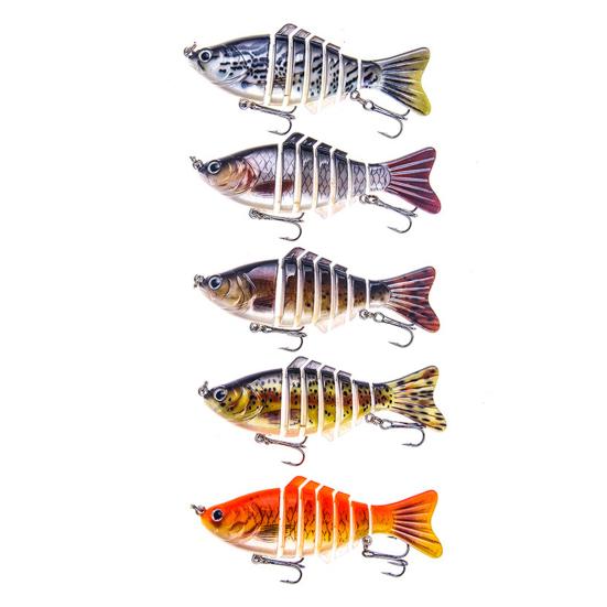 3/4/5Pcs Fishing Lures 3D Swimming Baits with Treble Hooks Realistic Looking Bright Color Freshwater Saltwater Artificial Baits Hard Lures