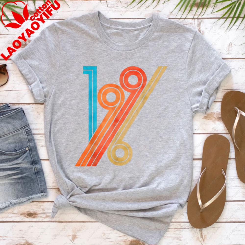 1996 T Shiet Women T Shirt Retro Design Casual Summer Top Cotton Short Sleeve Fashion Tee for Gift 30th Birthday Gift