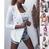 Women Fall Double Breasted Slim Fit Long Sleeve Solid Color Blazers Suit Coat