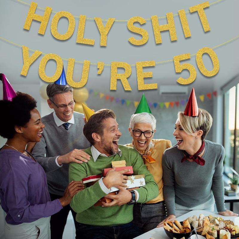 Украшения на 50-летие Баннер для женщин и мужчин Золотая блестящая бумага Вечеринка Элегантное украшение Гирлянда для подвешивания для взрослых Принадлежности