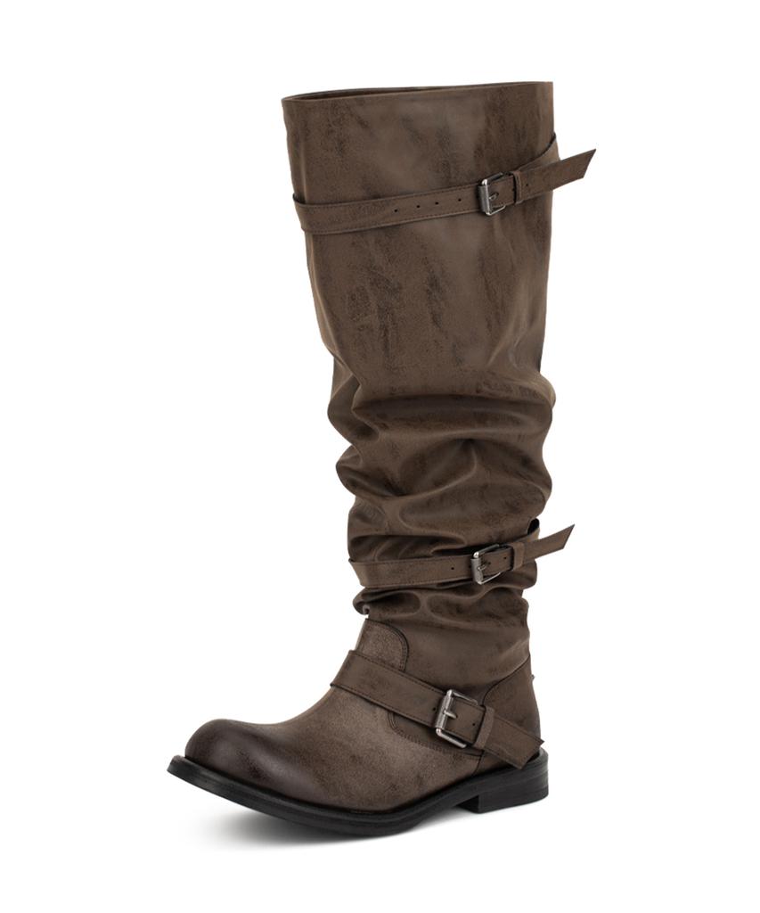 Negative Three Knee-High Slouchy Boots_Washed Brown