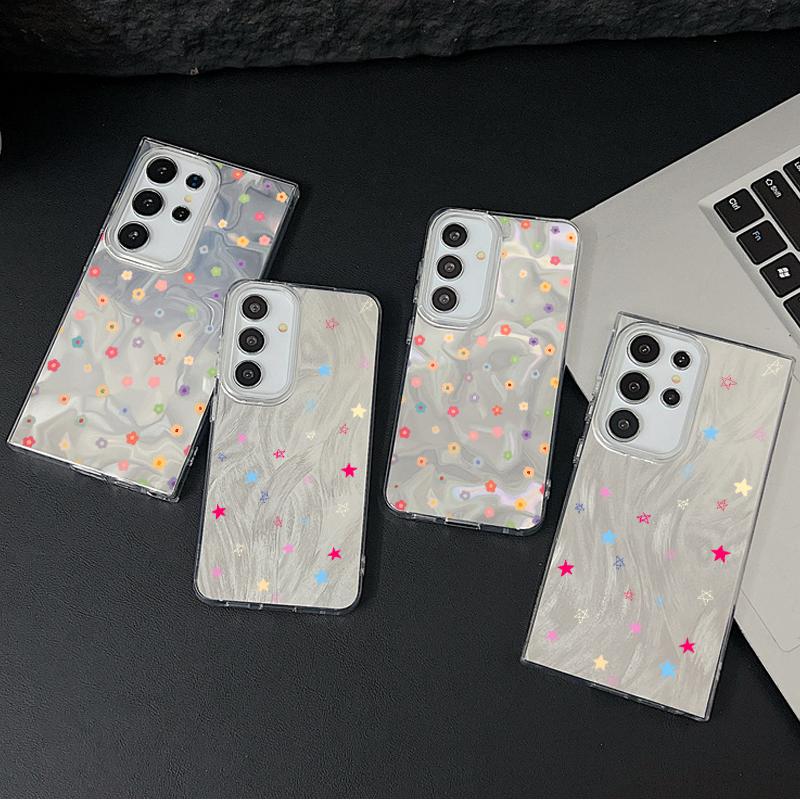 Glitter Love Hearts Print Glossy Phone Case For Samsung S25 S24 FE S23 Ultra A56 A36 A55 A16 A15 A54 TPU PC Hybrid Clear Slim Shockproof Bumper Cover