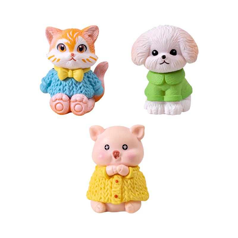Креативный мультфильм милый кот собака свинья микро пейзаж смоляные украшения для домашнего украшения кавайное животное комната украшение стола