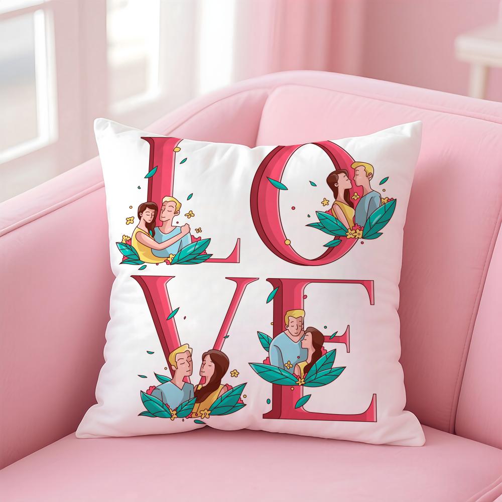 Creative Love Pattern Romantic Modern Art Cushion Cover Pillow Case Soft Skin Friendly Fabric  Concealed Zipper