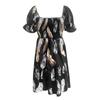 Women's Summer Fashion One Neck Short Gradient Printed Sleeve Mini Dress Ruffle Dress