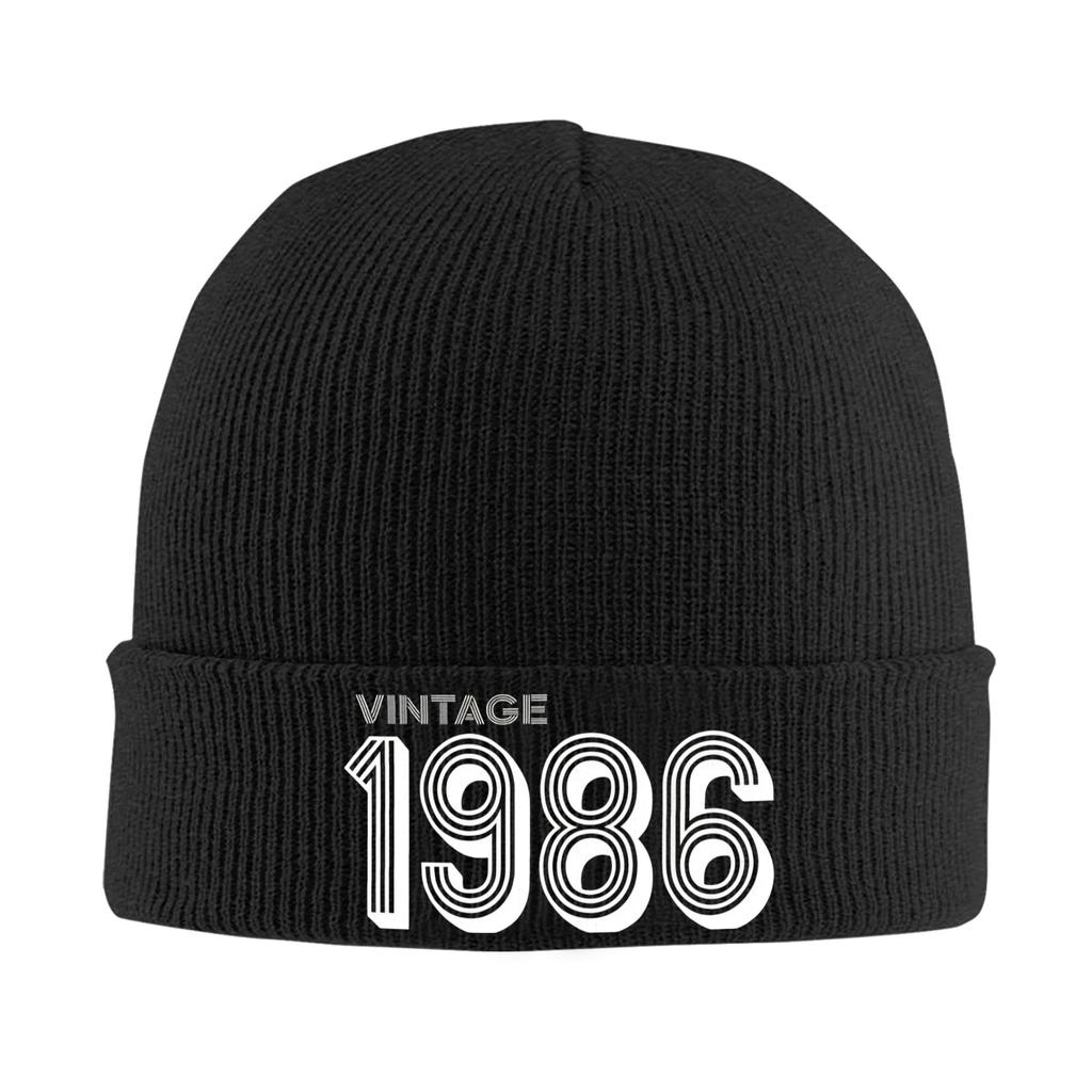 Born in 1986 vintage age 40 years old funny 40th birthday Cuff Beanie Knit Skull Cap For Men Warm Knit Skullies Beanie Cap