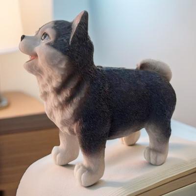 Имитация фигурки собаки хаски Реалистичная собака Полимерная статуэтка Скульптура Настольное украшение Орнамент Детская развивающая игрушка щенок