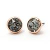 E390 8mm Charcoal Austrian Crystal Rose Gold Earrings