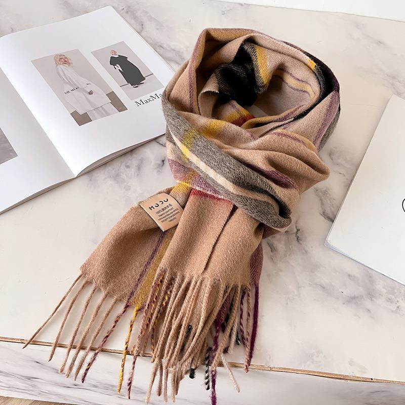 Selected Pure Wool Plaid Scarf Classic Unisex Couple Winter Warm Scarf