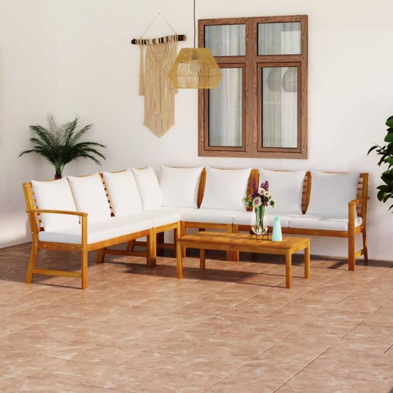 Day and Night - Day and Night Garden Furniture 6 Pcs Cream Cushions Solid Acacia Wood