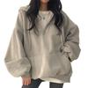 MEME XTRA Korean Plus Long Solid Loose Women's Fleece-Lined Hoodie, Style, Oversized, Size, Sleeves, Color, Fit, Flattering, Autumn/Winter