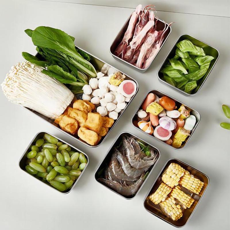 Ящик для хранения свежих продуктов из нержавеющей стали, оборудованный контейнером для овощей и небольших ингредиентов, герметичной крышкой, холодильником, ящиком для хранения свежих фруктов