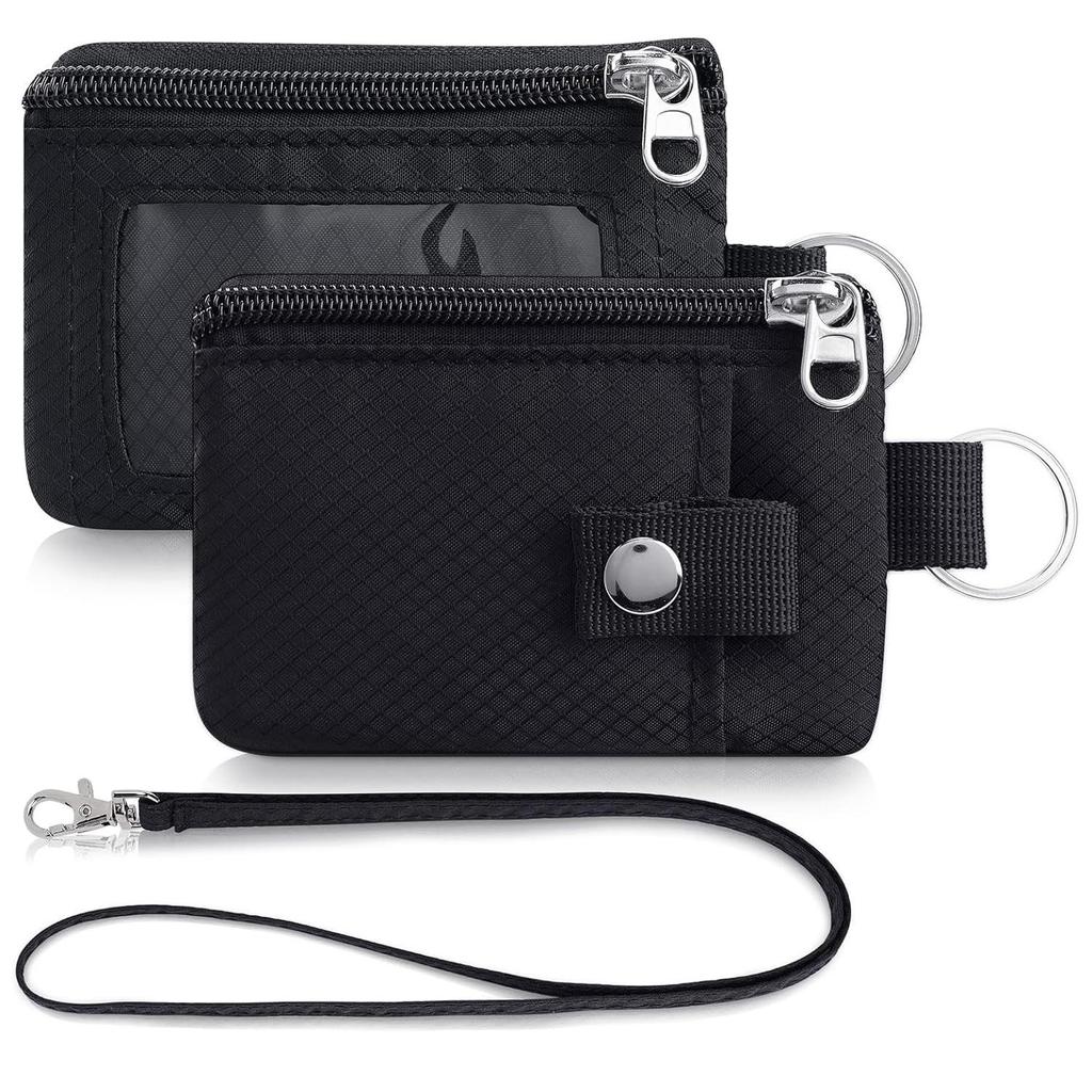 Кошелек в минималистском стиле, идентификационный бейдж, водонепроницаемые чехлы на молнии, чехол и ремешок для ключей для карт, наличных, монет, дорожная сумка, блокировка RFID