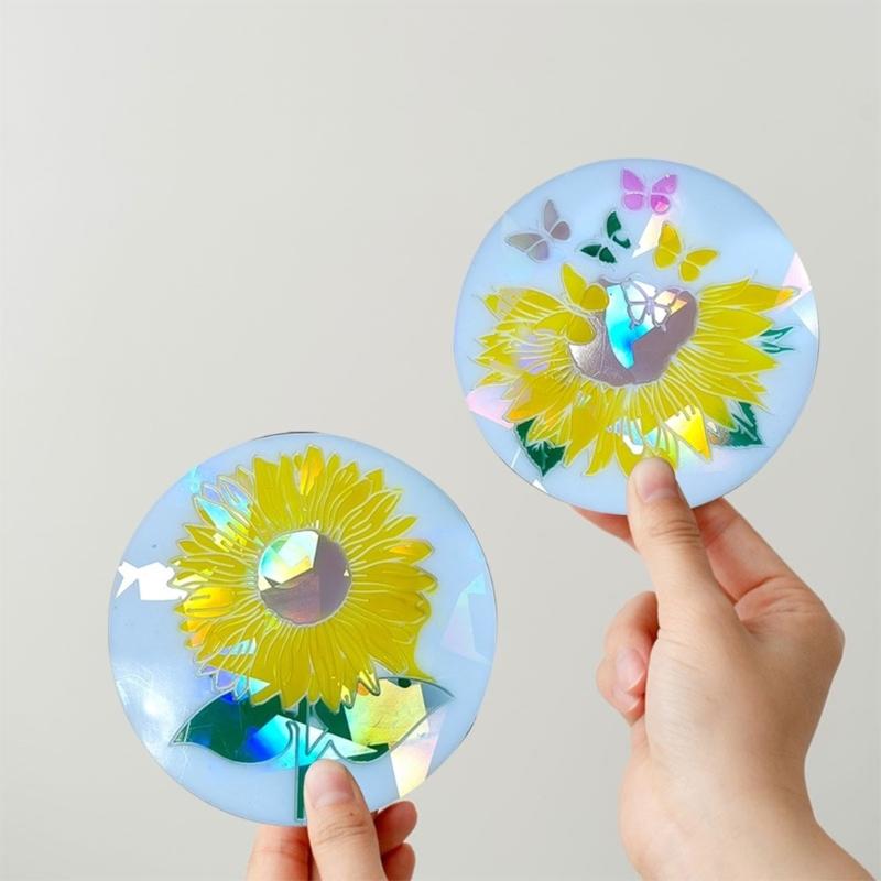 Holographic DIY Coaster Molds Cup Pad Molds Flower Pattern Epoxy Resin Molds Silicone Material for DIY Making Coaster
