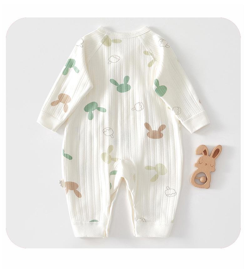 Комбинезон с длинным рукавом из чистого хлопка для новорожденных: Круглогодичный боди без костей для мальчиков и девочек